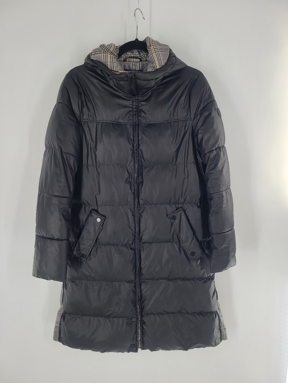 French Connection Black Quilted Hooded Puffer Coat Size M